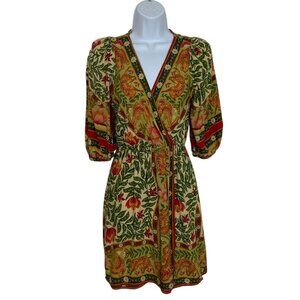 Farm Rio Floral Mini Dress PP XS Alligator Print Faux Wrap Tropical